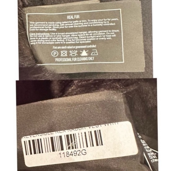 GORSKI Fur Reversible Rex Rabbit Vest with Wool Back and Belt NEW Size Small - Picture 10 of 11